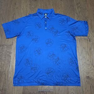 FootJoy Blue Golf Polo Men 2XL Geometric AOP Performance